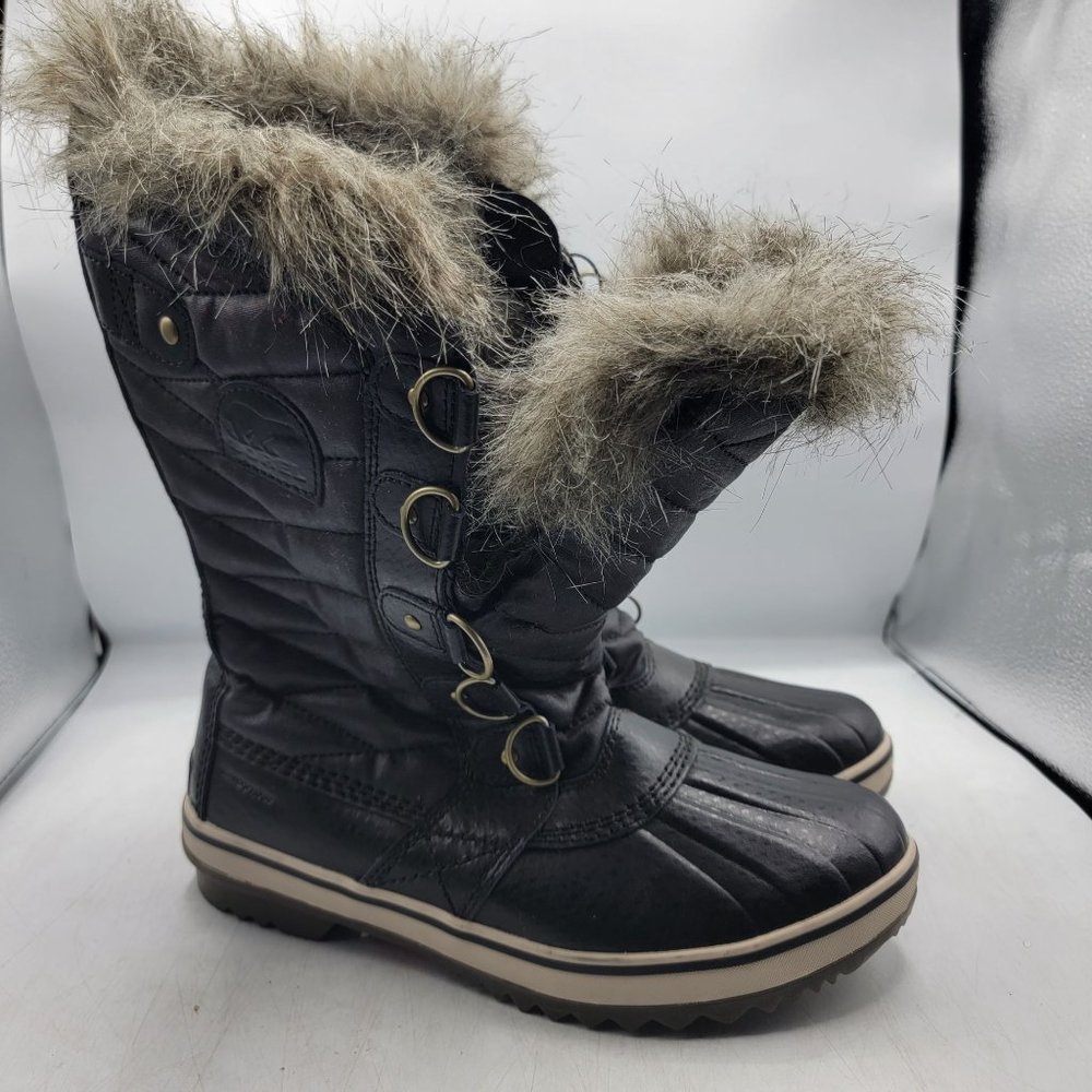 Sorel Tofino II Womens 8 Black Waterproof Insulated Faux Fur Winter Boots Casual